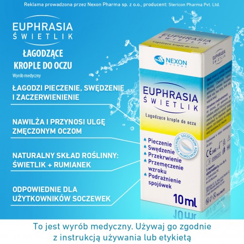 Miniaturka artykułu - #0 Euphrasia Świetlik Łagodzące krople do oczu, 10 ml
