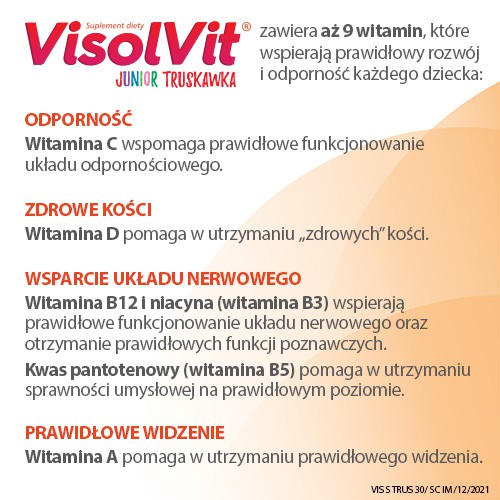 Zdjęcie produktu - 3 Visolvit Junior Truskawka- 30sasz.