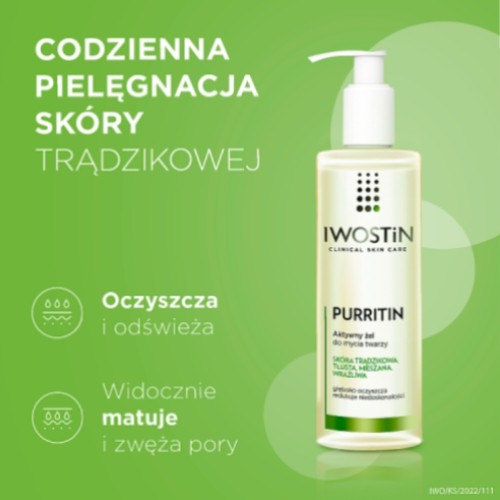 Miniaturka artykułu - #0 Iwostin Purritin Aktywny żel do mycia twarzy, 150 ml