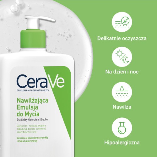 Zdjęcie produktu - 3 CeraVe Nawilżająca emulsja do mycia dla sk&oacute;ry normalnej i suchej, 473 ml