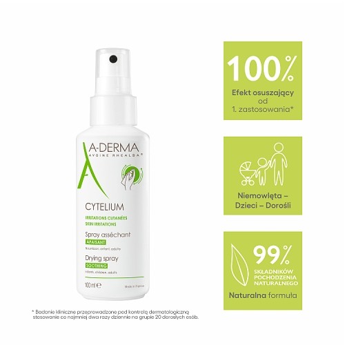 Miniaturka artykułu - #0 A-DERMA CYTELIUM Spray osuszający, 100ml