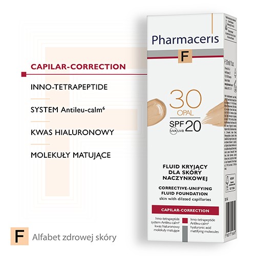 Miniaturka artykułu - #1 Pharmaceris F CAPILAR-CORRECTION Fluid kryjący dla sk&oacute;ry naczynkowej OPAL 30 SPF20, 30 ml 