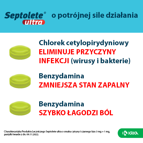Miniaturka artykułu - #1 Septolete Ultra cytryna czarny bez, 16 pastylek