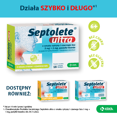 Zdjęcie produktu - 2 Septolete Ultra cytryna czarny bez, 16 pastylek