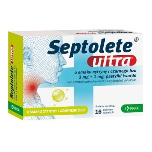 Zdjęcie produktu - 4 Septolete Ultra cytryna czarny bez, 16 pastylek