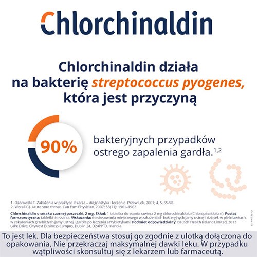 Zdjęcie produktu - 2 Chlorchinaldin czarna porzeczka - 40 tabletek