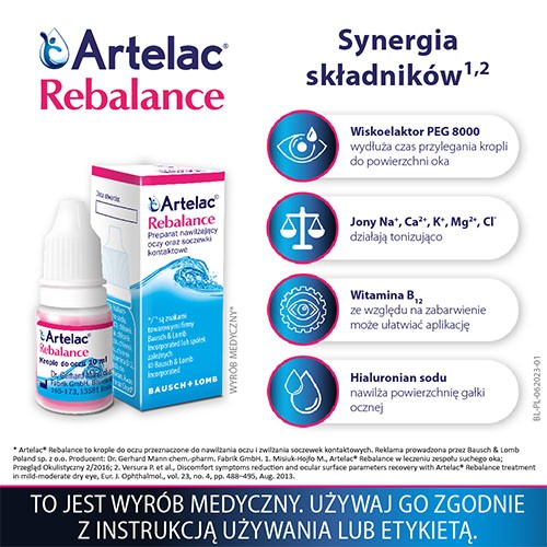 Miniaturka artykułu - #1 Artelac Rebalance krople do oczu, 10 ml