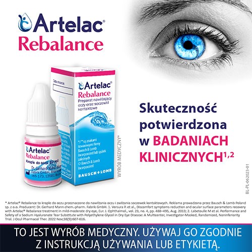 Zdjęcie produktu - 3 Artelac Rebalance krople do oczu, 10 ml
