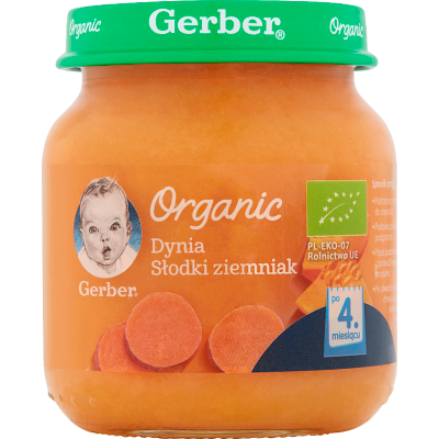 Miniaturka artykułu - #0 Gerber Organic obiadek  Dynia słodki ziemniak po 4. miesiącu - 125 g