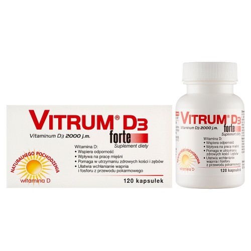 Miniaturka artykułu - #0 Vitrum D3 Forte 2000 J.M. - 120 kapsułek