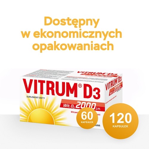 Zdjęcie produktu - 2 Vitrum D3 Forte 2000 J.M. - 120 kapsułek