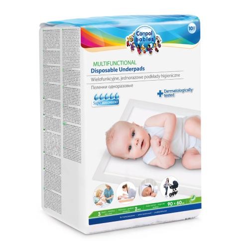 Miniaturka artykułu - #0 CANPOL BABIES Wielofunkcyjne podkłady higieniczne 90x60 cm, 10 szt.