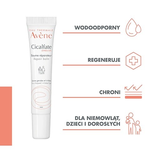 Miniaturka artykułu - #0 AVENE CICALFATE Regenerujący balsam do ust, 10 ml