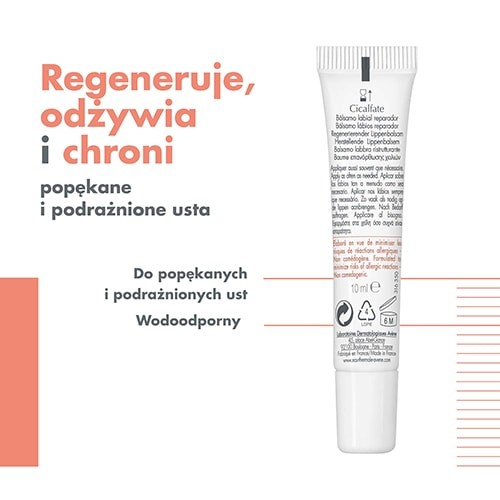 Miniaturka artykułu - #1 AVENE CICALFATE Regenerujący balsam do ust, 10 ml