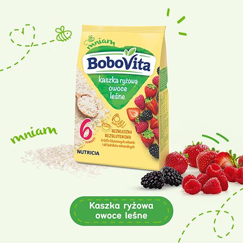 Miniaturka artykułu - #0 BoboVita Kaszka ryżowa owoce leśne - 180g