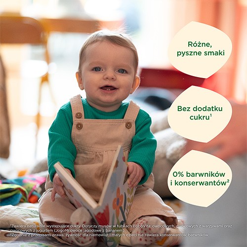 Miniaturka artykułu - #0 BoboVita Mus banan, jabłko, truskawki, kiwi, 80 g