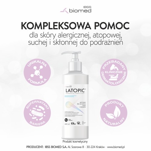 Miniaturka artykułu - #1 Latopic Żel do mycia ciała i włos&oacute;w, 1000ml