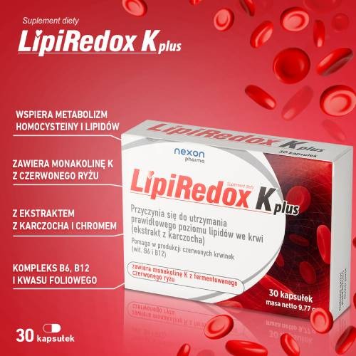 Miniaturka artykułu - #0 LipiRedox K plus - na poziom cholesterolu 30kaps.