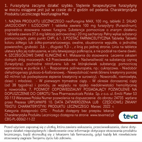 Zdjęcie produktu - 5 neoFuragina Max 100mg - 25 tabletek