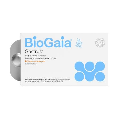 Miniaturka artykułu - #0 BioGaia Gastrus o smaku mandarynkowym, 30 tabl.