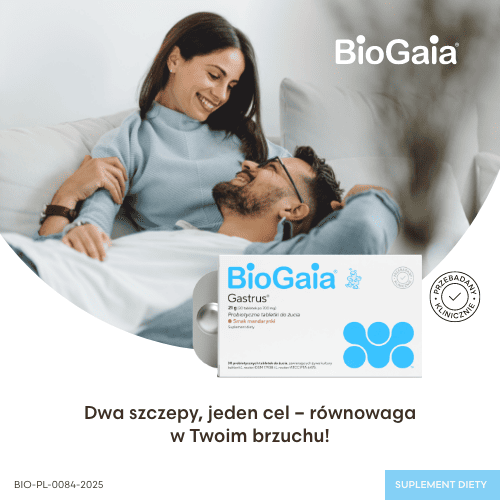 Zdjęcie produktu - 5 BioGaia Gastrus o smaku mandarynkowym, 30 tabl.