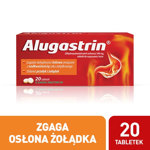 Miniaturka artykułu - #0 Alugastrin do ssania miętowe, 20 tabletek