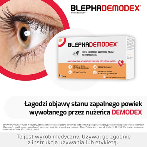 Zdjęcie produktu - 5 BlephaDemodex chusteczki do higieny powiek i rzęs, 30szt.