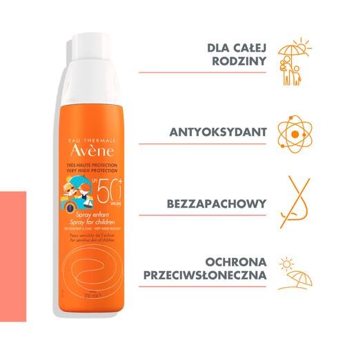Miniaturka artykułu - #0 Avene SUN Spray dla dzieci SPF50+, 200ml