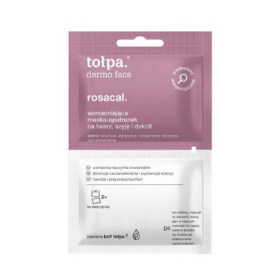 Miniaturka artykułu - #0 Tołpa rosacal, maska-opatrunek wzmacniająco-łagodząca na twarz, szyję i dekolt, 2x6 ml