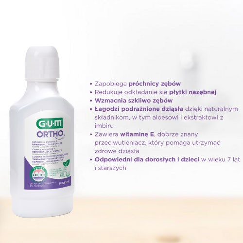 Miniaturka artykułu - #0 Sunstar GUM Ortho Płyn do płukania jamy ustnej dla os&oacute;b z aparatem ortodontycznym, 300 ml