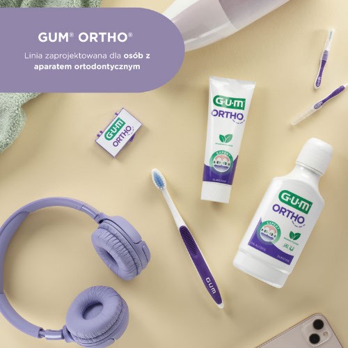 Zdjęcie produktu - 2 Sunstar GUM Ortho Płyn do płukania jamy ustnej dla os&oacute;b z aparatem ortodontycznym, 300 ml