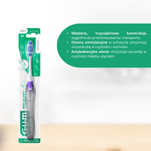Miniaturka artykułu - #1 Sunstar GUM Travel Składana szczoteczka do zęb&oacute;w podr&oacute;żna