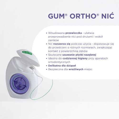 Miniaturka artykułu - #1 Sunstar GUM Ortho Nić dentystyczna dla os&oacute;b z aparatem ortodontycznym, 50 odcink&oacute;w