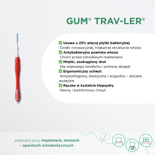 Miniaturka artykułu - #1 Sunstar GUM Trav-Ler Szczoteczki międzyzębowe 0,6mm (wrzosowe 1312), 6 szt.