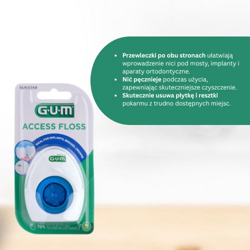 Miniaturka artykułu - #1 Sunstar GUM Access Floss Nić dentystyczna, 50 szt.