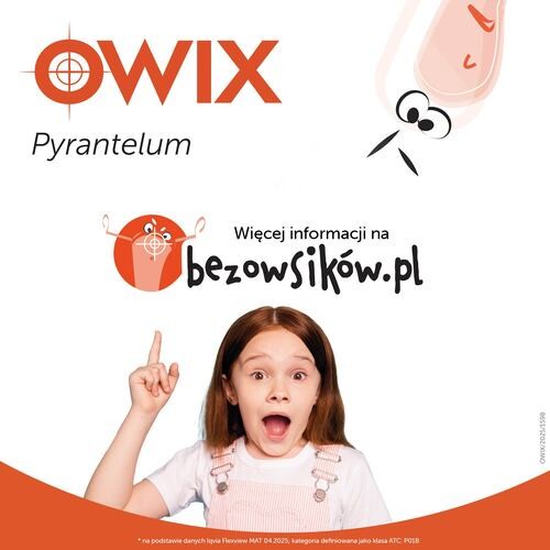 Zdjęcie produktu - 5 Pyrantelum Owix Polpharma 0,25g - lek na owsiki, 3tabl.