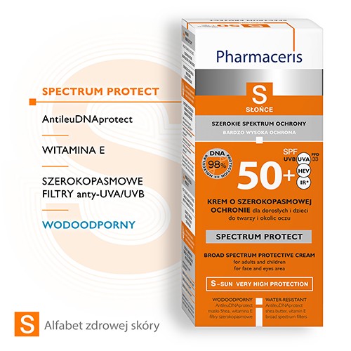 Miniaturka artykułu - #1 Pharmaceris S Krem o szerokopasmowej ochronie przed słońcem SPF 50+, 50ml