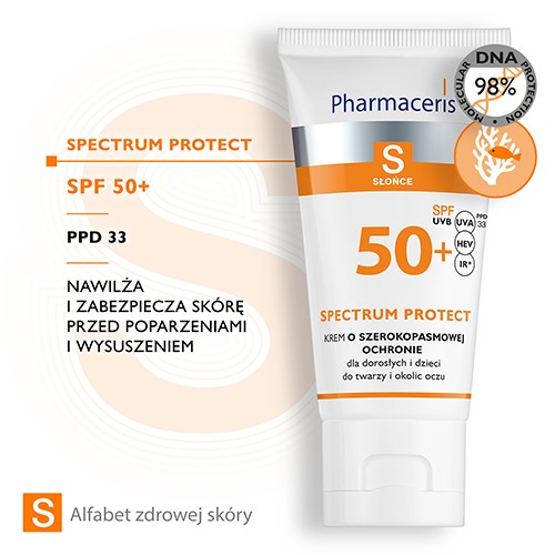 Zdjęcie produktu - 2 Pharmaceris S Krem o szerokopasmowej ochronie przed słońcem SPF 50+, 50ml