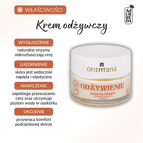 Miniaturka artykułu - #0 Orientana Naturalny odżywczy krem do twarzy Ashwagandha i Papaja, 40 ml