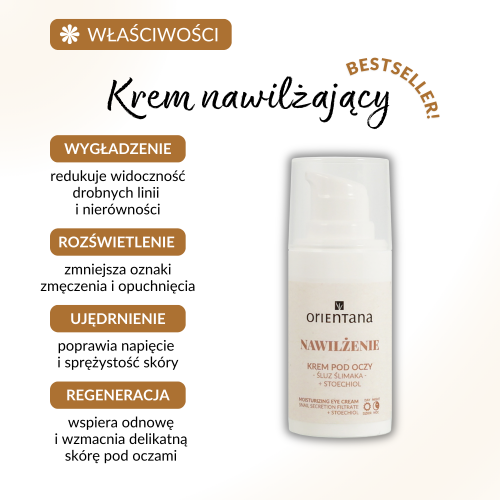 Miniaturka artykułu - #0 Orientana Naturalny krem nawilżający pod oczy ze śluzem ślimaka, 15 ml