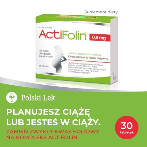 Zdjęcie produktu - 3 POLSKI LEK ActiFolin 0,8 mg - 30 tabletek