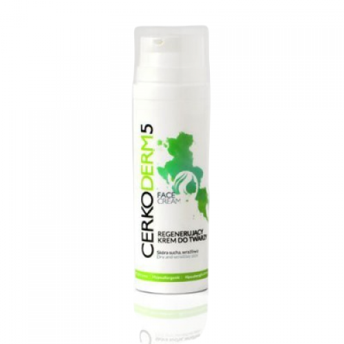 Miniaturka artykułu - #1 CERKODERM 5 Regenerujący krem do twarzy z mocznikiem i witaminą PP, 50 ml