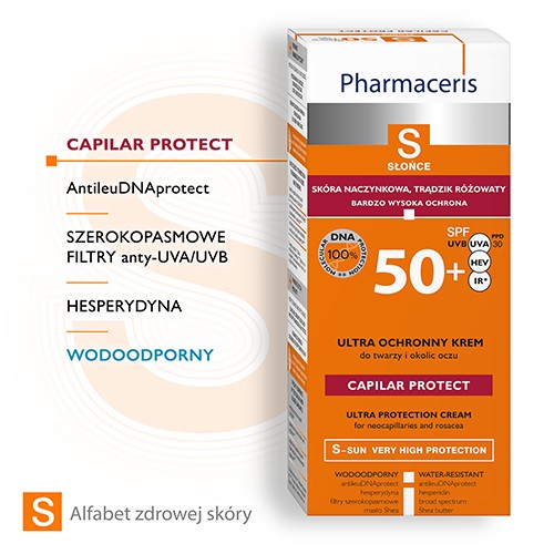 Miniaturka artykułu - #1 PHARMACERIS S krem ochronny SPF50+ do sk&oacute;ry naczynkowej i z trądzikiem r&oacute;żowatym, 50 ml