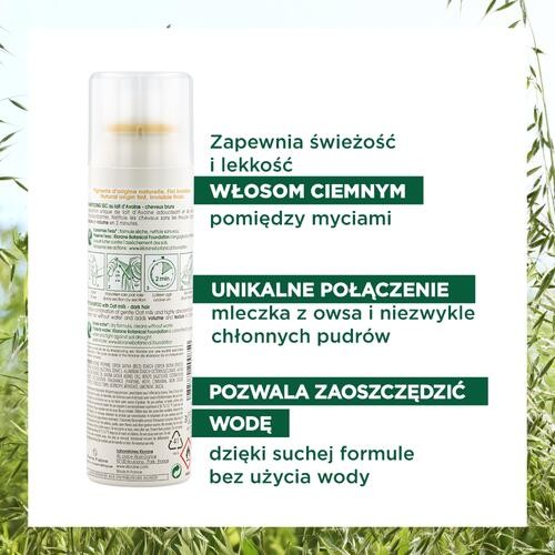 Miniaturka artykułu - #0 KLORANE Szampon suchy z mleczkiem z owsa do włos&oacute;w ciemnych, 150ml
