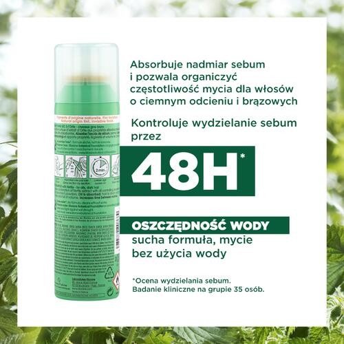 Miniaturka artykułu - #1 KLORANE Szampon suchy z pokrzywą do włos&oacute;w ciemnych, 150ml
