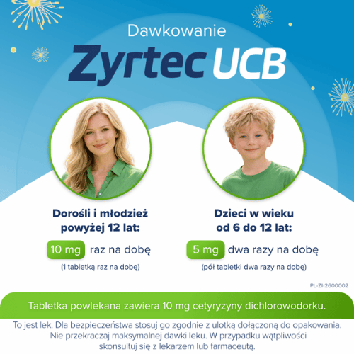 Zdjęcie produktu - 3 Zyrtec UCB 10 mg, 10 tabletek - lek na alergię