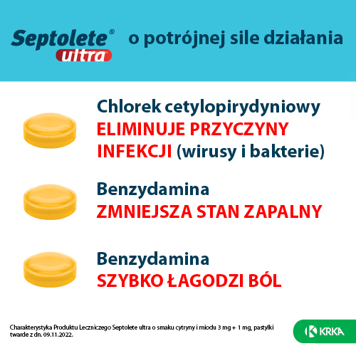 Miniaturka artykułu - #1 Septolete Ultra cytryna mi&oacute;d, 16 pastylek