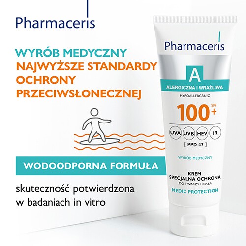 Zdjęcie produktu - 3 PHARMACERIS A MEDIC PROTECTION Krem specjalna ochrona do twarzy i ciała SPF100+, 75ml