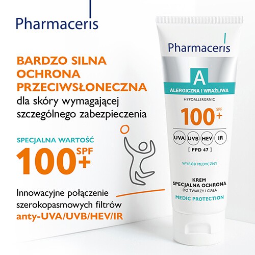 Zdjęcie produktu - 4 PHARMACERIS A MEDIC PROTECTION Krem specjalna ochrona do twarzy i ciała SPF100+, 75ml