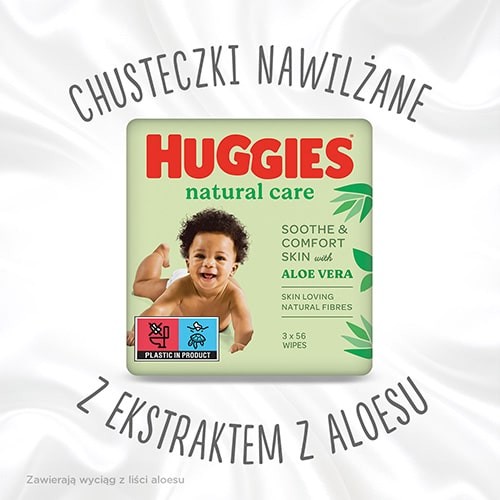 Zdjęcie produktu - 0 Huggies Natural Care Chusteczki nawilżane, 3 x 56 szt.
